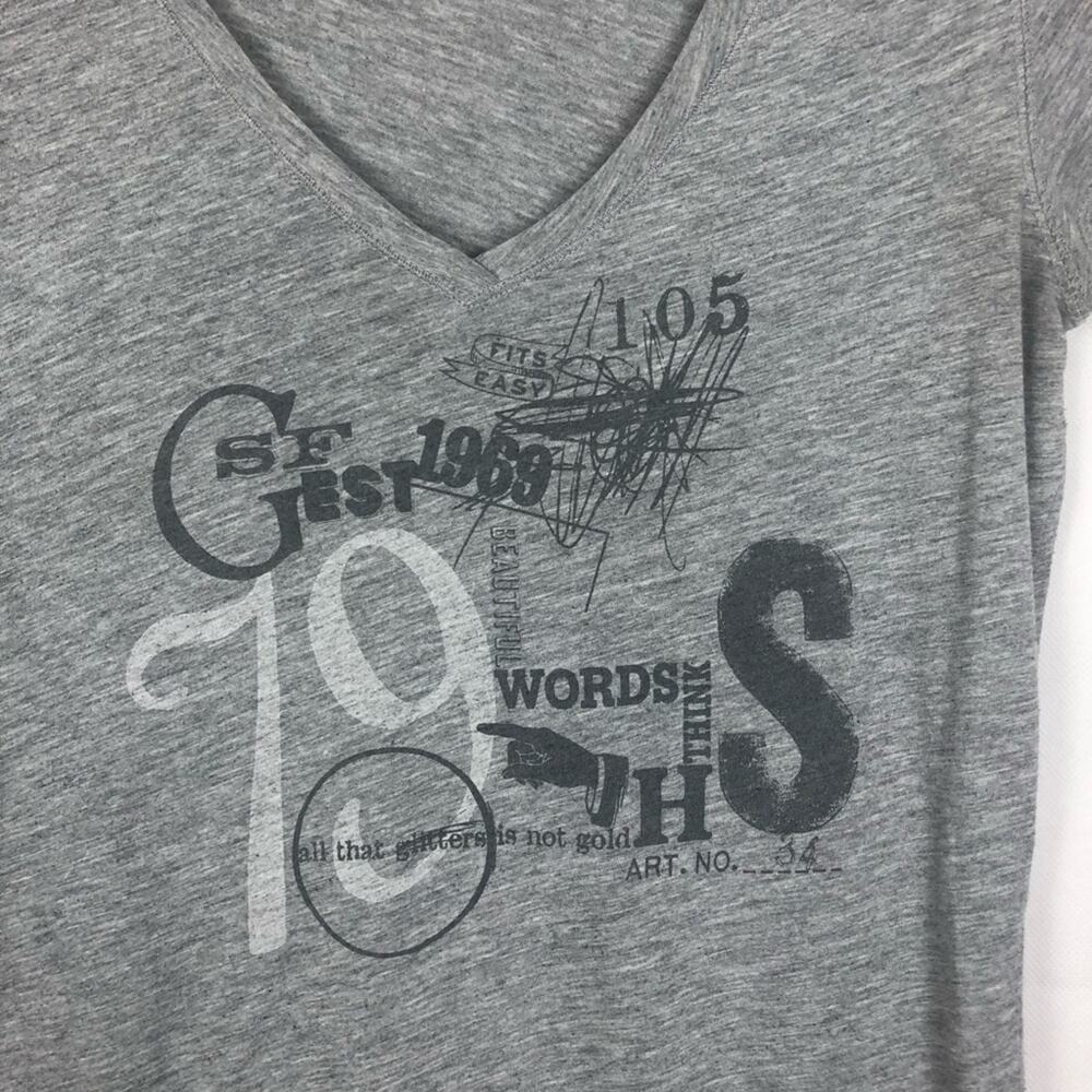 GAP V-Neck T-Shirt Womens XS Cotton Stretch Y2K Grunge Coquette Festival Retro - Picture 3 of 5